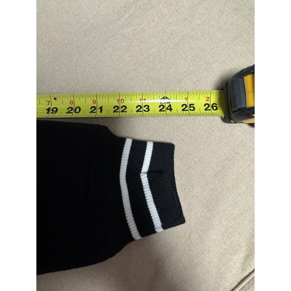 Daniel Won Jacket Mens Medium Black Wool Lamb Leather Varsity Bomber Full Zip - Picture 13 of 16